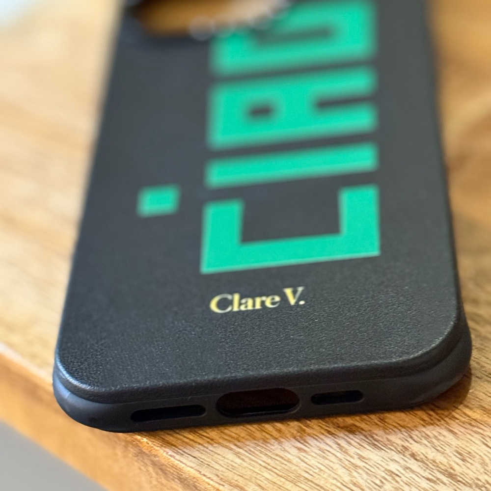 Clare V X Casetify leather phone case black with green CIAO iPhone 16 pro MAX - Picture 5 of 10